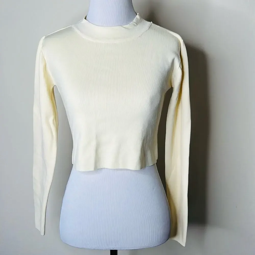 Zara Cream Knit Open Back Crop Top